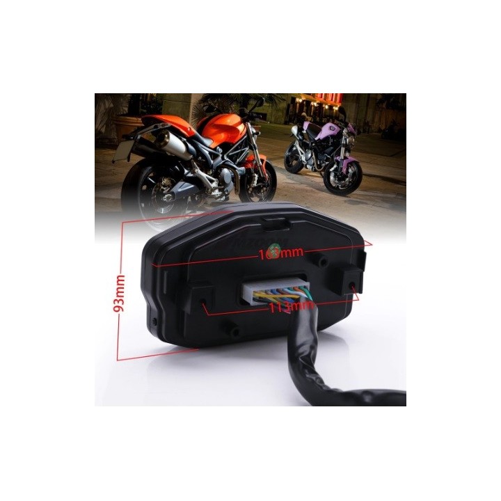 Universalus LCD LED moto spidometras