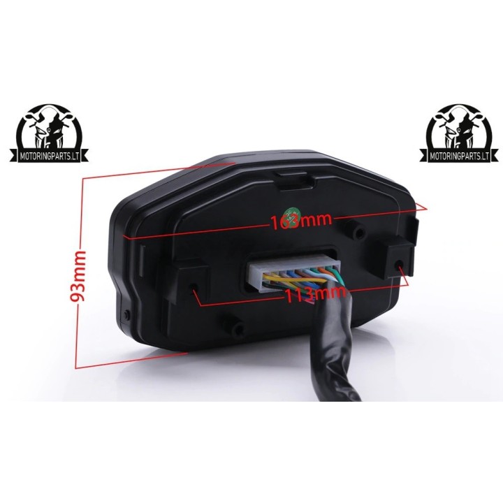 Universalus LCD LED moto spidometras