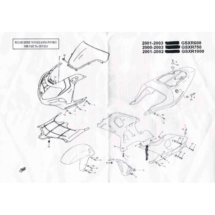 FAIRING SCREWS SET GSXR 600 750 1000 K1-K3